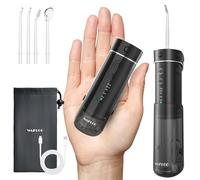 Water Flosser Travel Mini Cordless Portable: 5 Modes Water Dental Floss with Telescopic Water Tank, 4 Tips, IPX7 Waterproof Oral Irrigator for Teeth Cleaning, Orthodontic, Braces Dental Care (Black)