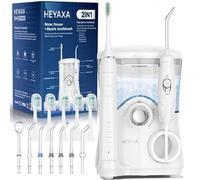 Water Flosser & Ultrasonic Electric Toothbrush Combo, 600ML Water Dental Flosser with 7 Jet Tips, 10 Adjustable Water Pressure, 5 Toothbrush Heads for Home Use, Gums, Braces (White)