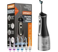 Water Flosser,Water Dental Flosser Pick for Teeth,Grinest 7 Modes Rechargeable Cordless Oral Irrigator Portable IPX7 Waterproof Tooth flossers for Home Travel-Black