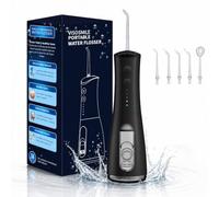 Water Flosser,Water Dental Flosser Pick for Teeth,Portable Water Flosser,300ml Large-Capacity Water Tank,4 Modes, Comes with 5 Nozzles,Ideal for Dental Care at Home,Traveling and Gift(Black, 300ml)