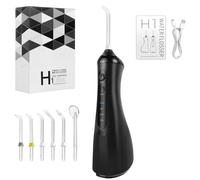 Water Flossers for Teeth Cordless Oral Irrigator Dental Water Jet Electric Tooth Flosser with 6 Jet Tips & 3 Modes, 350ML Water Tank USB Rechargeable IPX6 Waterproof for Tavel and Home Use, Black
