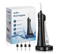 Water Flossers for Teeth Cordless with Charging Station, Water Flosser Rechargeable Portable, Oral Irrigator for Braces, 3 Modes and 4 Tips, IPX7 Waterproof, Detachable Water Tank, for Travel Home