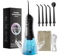 Water Flossers for Teeth, Electric Floss for Adults, Water Dental Picks for Teeth Cleaning and Flossing, Portable Flossers for Travel Size, Travel Bag and 4 Tips, IPX7 Waterproof - Black