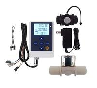 Water Flow Control LCD Quantitative Meter Volume Rate Display+G1"Flow Sensor Meter+G1"Solenoid Valve