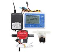 Water Flow Meter, 3/8 Digital Display Flow Quantitative Controller DN10 Hose Gear Sensor Solenoid Valve Use to Control and Display Liquid Flow