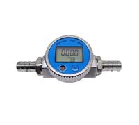Water Flow Meter, Aluminum Alloy 6par Digital Display Flow Meter K24 Methanol Gasoline Kerosene Liquid Meter G1/2" 4-50L/Min(Type B)