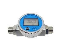 Water Flow Meter, Aluminum Alloy 6par Digital Display Flow Meter K24 Methanol Gasoline Kerosene Liquid Meter G1/2" 4-50L/Min(Type A)