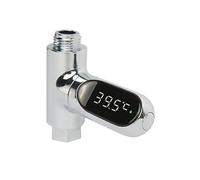 Water Flow Meter, LED Display Household Water Shower Thermometer 5-85℃ Flow Self-powered Water Thermometer Monitoring Baby Care Energy Smart Meter(B)