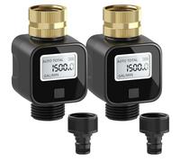 Water Flow Meter Standard 3/4" Hose Thread, High Accuracy and IPX6 Waterproof, Suitable for Indoor and Outdoor Use (2, Black)