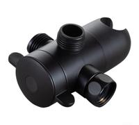 Water Flow Splitter Three Way Shower Diverter Valve with Socket for Consistent Multi-Point Distribution (Black)