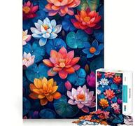 Water Flowers Jigsaw for Adults1000 Pieces Brain Focus Game Precision Cut Smooth Edges Amusing Challenge for Waiting Time (50x75cm)