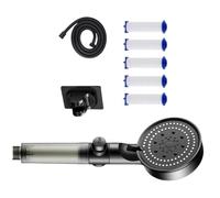 Water Flows Shower Simple Installation Includes 5 Cartridges Flexible Hose Multiple Sprays Pattern Filtered Shower Head for Skin Protecting