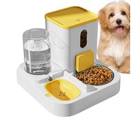Water Fountain Cat Feeder - Bowl Station, Spill-Proof Hydration Setup | 11.02x11.02x8.86 inches Timed Dry Food Container, Quiet Circulating Filter System, Easy-Clean Feeding Unit Apartment Dorm
