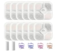 Water Fountain Filter, 12 Pack Replacement Filters for Catit Pixi Fountain, Triple Action Filtration, and 2 Hoses, Keep Cat Drinking Water Clean