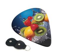 Water Fruits 6 Pack Guitar Picks With Holder, Personalized Guitar Plectrums Non-Slip Portable Ukulele Bass Picks 0.71mm For Acoustic Guitar Lovers Gifts