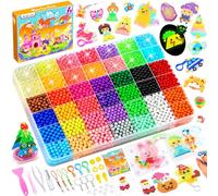 Water Fuse Beads Glitter, Glow in The Dark Water Spray Bead, Sparkly Magic Beads Set, Sticky Beads Refill Pack for Kids, Creative Art & Craft Kit for Beginners Gift