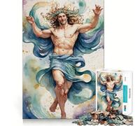 Water God Painting Jigsaw Puzzle 1000 Recall Fun Play Advanced Laser Cutting Tech Holiday Indoor Entertainment Toy (38x52cm)