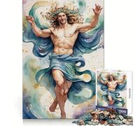 Water God Painting Jigsaw Puzzles 1000 Piece for Teenagers Intellect Fun Restful Activity Exact Edges Thoughtful Gift (38x26cm)
