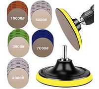 Water Grit Sandpaper 3000/4000/5000/7000/10000 and 5-inch Backing Pad Set, Wet Dry Electric Hook &Loop Sanding Disc with Pad, Grinding Abrasive Paper and Orbital Sander Polisher(20pcs)