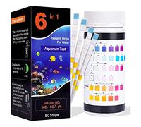 Water Hardness Test Strips - Aquarium Test Strips 6 In 1 | Aquarium Water Quality Test Strips Include 50 Strips Test Hardness Chlorine Nitrate Nitrite Carbonate PH Etc. Freshwater & Saltwater Use