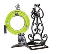 Water Hose Holder - Iron Bird Design Vintage Wall Mount Hanger | Decorative Garden Hose Rack for Indoor Courtyard Patio Deck Fence House Outdoor Storage Organizer