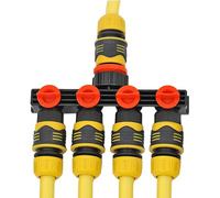 Water Hose Splitter - 4 Way Heavy Duty Valve Connector | Garden Faucet Drip Irrigation Sprinkler Adapter with Individual On Off Switches for Yard Lawn Car Washing Home Grounds