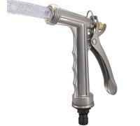 Water Hose Spray Nozzle - Heavy Duty Zinc Alloy 5 Inch Solid Metal Construction, Threaded Front Adjustable Spray Pattern, Durable Multimode Sprayer | With Garden, Yard, Car, Outdoor