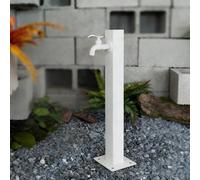 Water Hose Stand with Faucet, Garden Water Column, Yard Hydrant, Outside Faucet Fountain, Round/Square/Hexagon Shape, Suitable for Various Scenarios(White 1,60cm/23.6in)