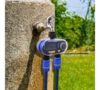 Water Hose Tap Timer Watering Computer with 2 Solenoid Valves Garden Irrigation System Controller, Blue