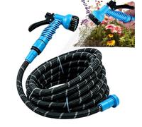 Water Hose with Nozzle, Adjustable Flexible Equipment, Water Hose with 7-Way Adjustable Nozzle, for Hobby Gardeners, Homeowners, Pet Care, Lawn, Patio, Flower Watering, Floor Cleaning