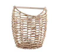 Water Hyacinth Bathroom Storage Basket with Toilet Roll Holder Wooden Loo Roll Paper Holder with Woven Basket