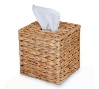 Water Hyacinth Handwoven Tissue Box Cover, Handmade Wicker Napkin Holder, Rustic Decorative on Table and Bathroom