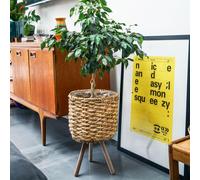 Water Hyacinth Lined basket on Legs H45Cm D30Cm Ivyline Natural One Size