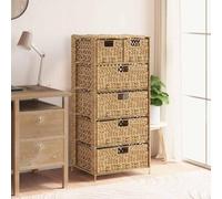 Water Hyacinth Sto Cabinet with 6 Baskets Metal e 47x37x100 cm 4 Lar & 2 Small Woven Containers for Home nizat & Detive Sto Soluts