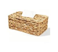 Water Hyacinth Tissue Box Cover, Natural Wicker Woven Facial Tissue Holder, Napkin Box, Hand Woven Storage Box
