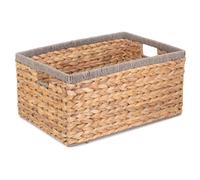 Water Hyacinth Water Hyacinth With Grey Rope Border Rectangular Storage Basket Red Hamper Brown M