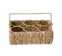 Water Hyacinth Wine Carrier 6 Compartment Bottle Carrying Basket Traditional Wine Champagne Bottle Trug Picnic Basket with Reinforced Carrying Handle