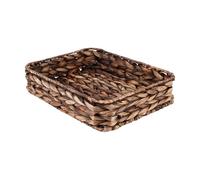 Water Hyacinth Woven Serving Tray Rectangular Hand-Woven Wicker Storage Trays for Coffee/Breakfast/Dessert/Fruit/Bread (Brown-Large)