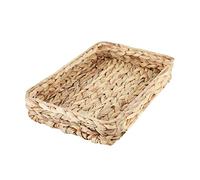 Water Hyacinth Woven Serving Tray Rectangular Hand-Woven Wicker Storage Trays for Coffee/Breakfast/Dessert/Fruit/Bread (Original Color - Large)