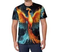 Water Ice And Fire Rising Phoenixes Men's T-Shirts Classic Short Sleeve Crew Neck Tee Summer Casual Tops Graphic XS