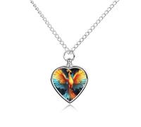 Water Ice And Fire Rising Phoenixes Personalized Pet Urn Necklace Keepsake Urn Pendant Cremation Jewelry Gifts for Dog Cat Lover