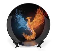 Water Ice and Fire Rising Phoenixsbird Bone China Plates Ceramic Dinner Plate Decorations Plates Set Crafts with Stand 8inch
