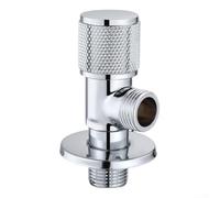 Water inlet brass angle valve with G1/2 thread for basin and sink plumbing, single open valve for managing cold water flow in bathroom or kitchen (Silver)