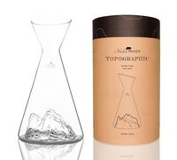 Water Jug 1 L | Premium Borosilicate Hand-Blown with Embossed Mountains | TOPOGRAPHIC (Tofane)