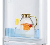 Water Jug for Fridge Door, 1.8L/63oz Fridge Door Pitcher with Stainless Steel Lid, Glass Carafe for Hot or Cold Homemade Juice Ice Tea Coffee Drinks