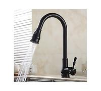 Water Kitchen Sink Faucet with Pull Out,2-Function Spray Bubbler Brass Basin Mixer Tap Vanity Faucet Single Handle Cold and Hot Water Deck Mounted Kitchen Sink Taps,Brush Nickel(Nero)