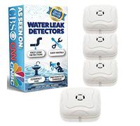 Water Leak Detector - Very Loud Water Sensor Alarm for Home, Flood Detection Alarm Sensor for Sinks, Sump Pumps, Basements, and Laundry Rooms by Mindful Design (White, 4 Pack)
