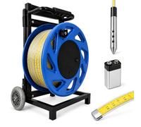 Water Level Dip Meter, Borehole Water Level Meter 30-500M with ABS Reel, Steel Frame, Wheels, Push-Pull Handle, Clear Steel Tape for Wells, Standpipes,Piezometers and Groundwater Monitoring Blue-100m