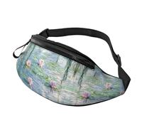 Water Lilies Adjustable Waist Fanny Pack Lotus Flowers Trendy Printed Crossbody Bag Green Willow Branches Unisex Crossbody Waist Pack Fitness Enthusiasts - Hands-free bag for runningessentials 14X35CM