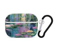 Water Lilies And Weeping Willows Wireless Bluetooth Earbud Case Compatible with Airpods Pro Earphone Cover Pouch with Stainless Steel Carabiner